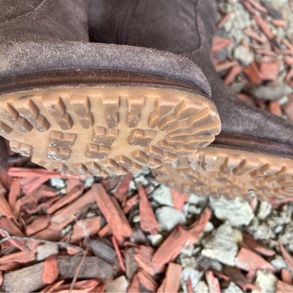 Tory Burch Y2K Brown Suede Leather Claudia Heeled Lug Sole Knee Boots Size 6 - Picture 9 of 10